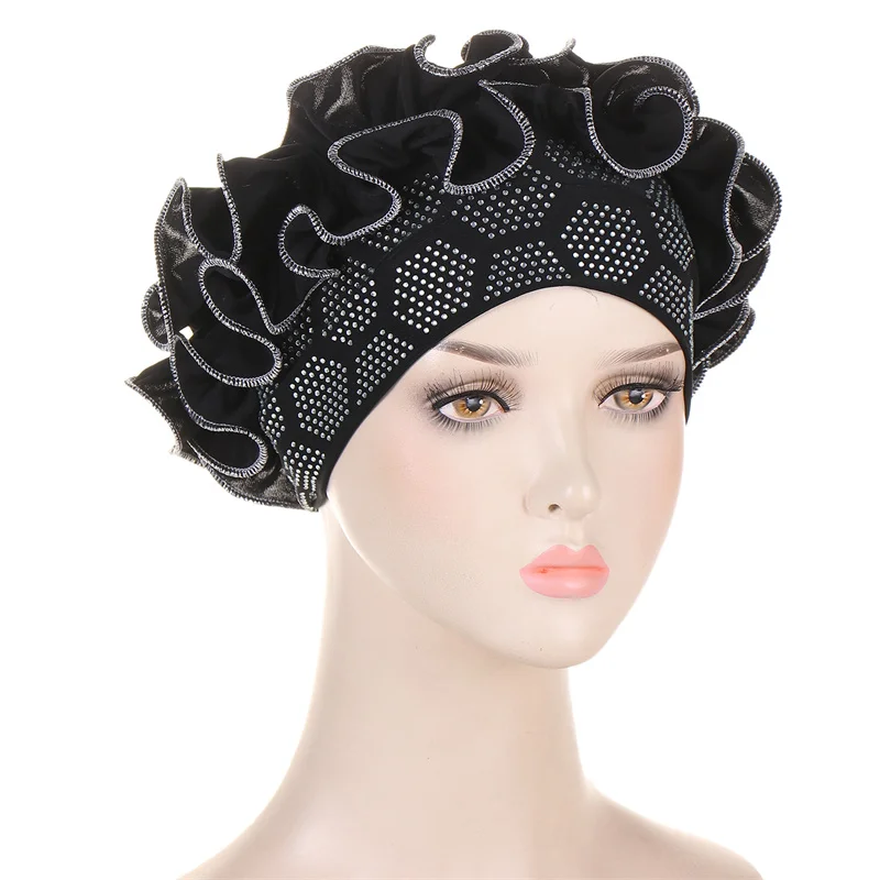 Turban Extensible à Paillettes Et Fleurs - Taille Unique, Rouge, Polyester, Neuf Sans étiquette
