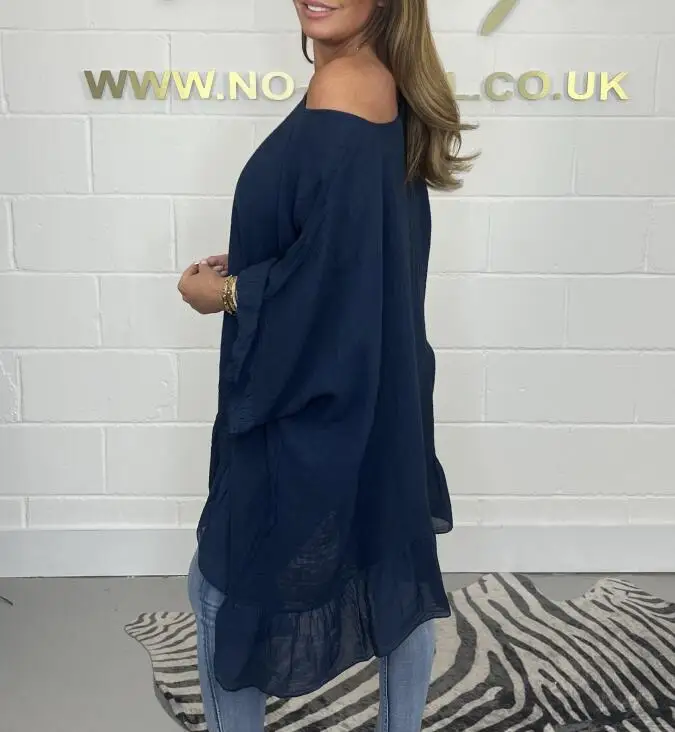 Plus-size women's Blouse ruffled fashion elegant bat sleeve loose solid colour. L-5X - view