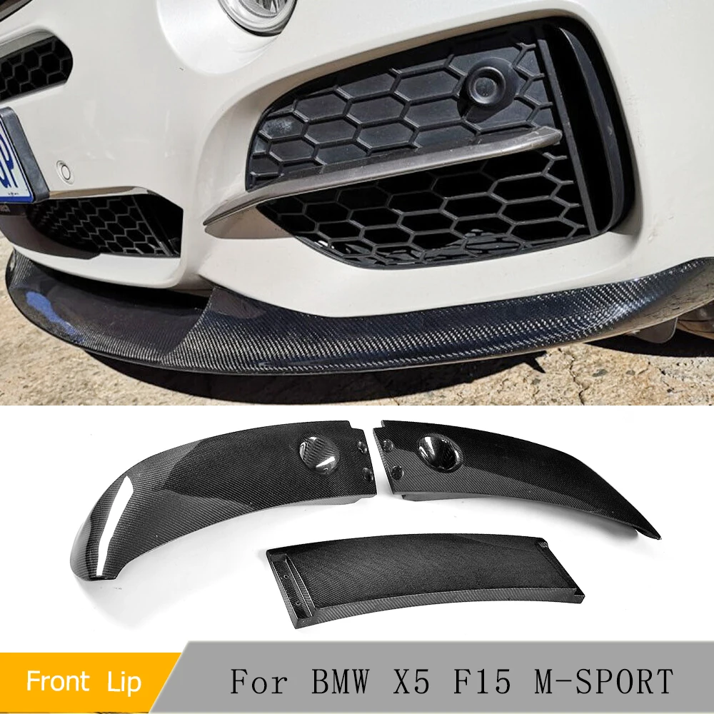 

3PCS Carbon Fiber Front Lip Spoiler Chin Protector Apron for BMW X5 F15 M SPORT 2014 - 2018 Front Spoiler Lip Splitter