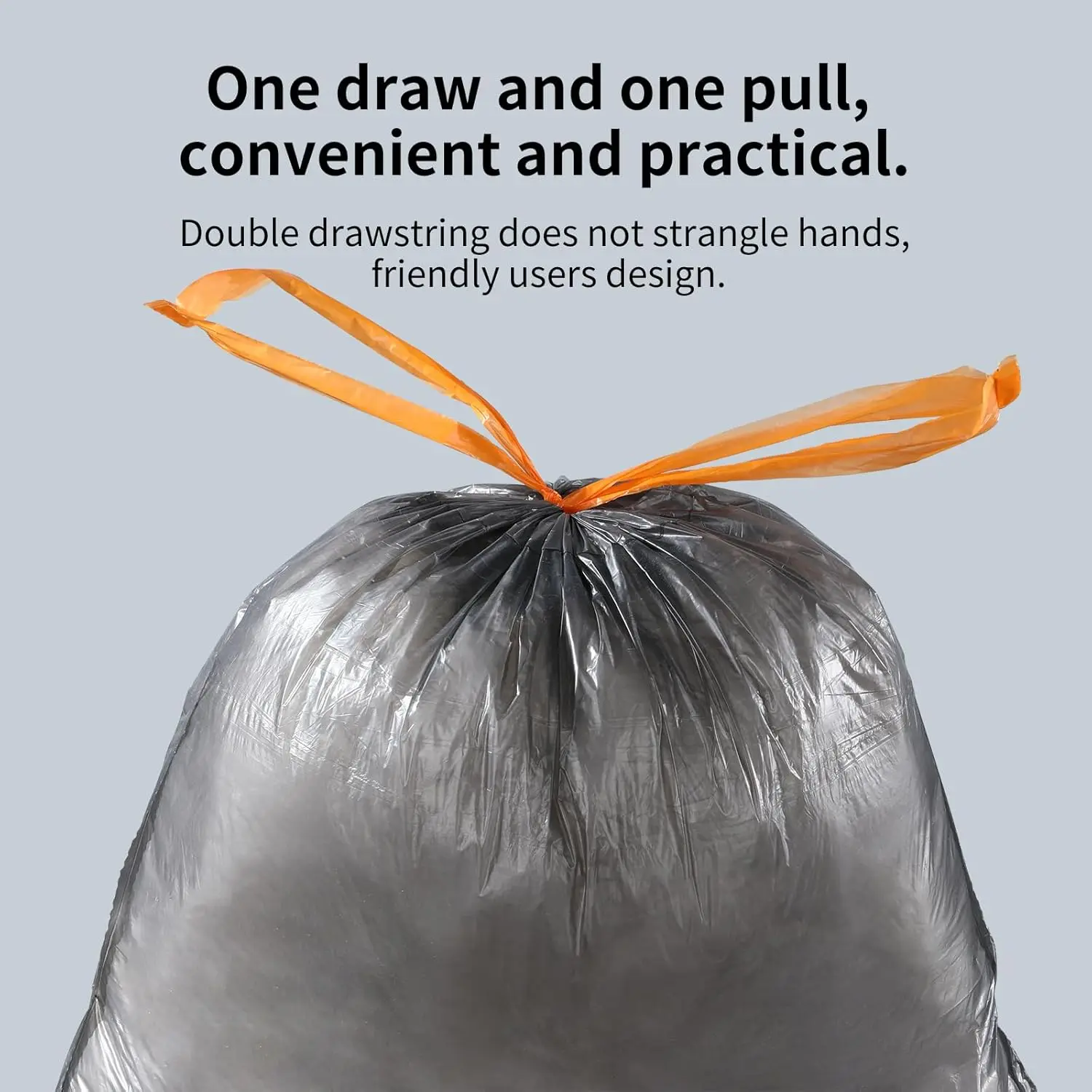 Drawstring Closure Design Garbage Bag with Strong Load-bearing Capacity, Suitable for Bathroom, Kitchen and Bedroom, 15 Pcs/Roll