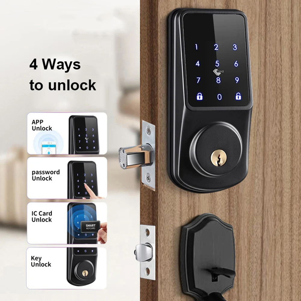 

Tuya Wifi / TTLock Bluetooth keyless keypad deadbolt lock small smart keypad door lock
