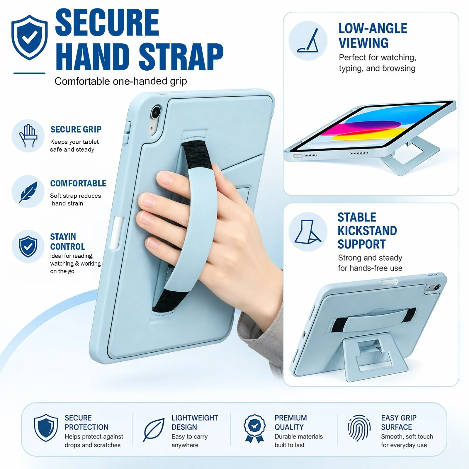 Luxury Leather Tablet Case with Wrist Band Stand