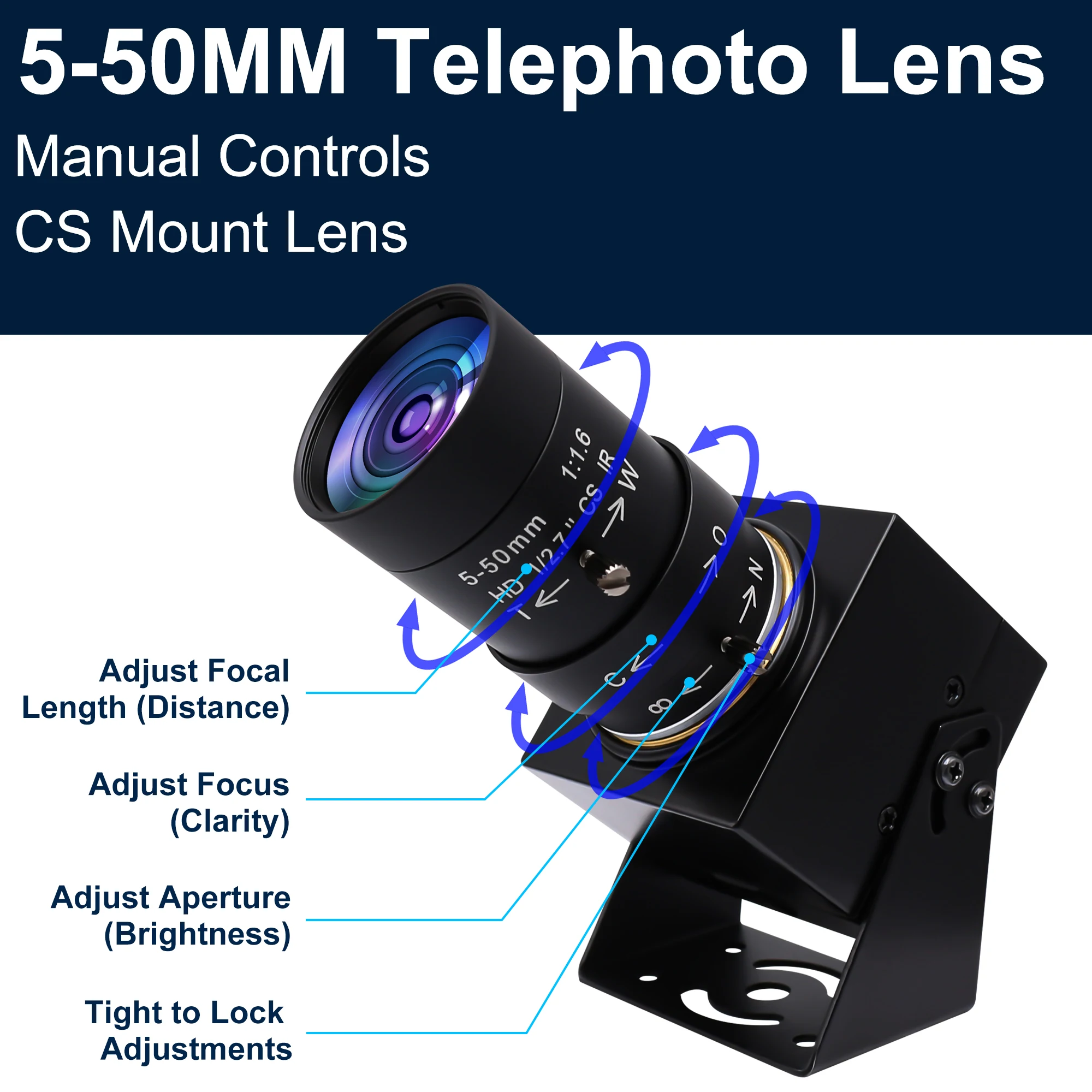 16MP USB Camera 4656*3496 CMOS IMX298 Sensor 5-50mm 10X Optic Zoom CS Lens Mini USB Webcam For Window Linux Android Mac