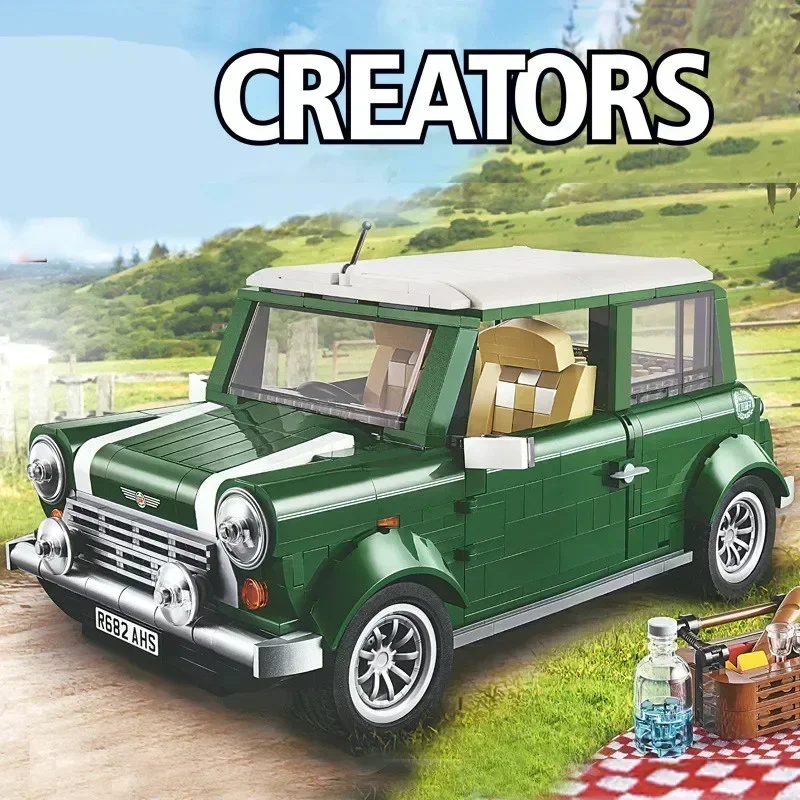 1267 Technical Mini Cooper Creator Expert Compatible 10242 DIY Building Blocks Bricks Classic Car Model Kids Gift Toys 3