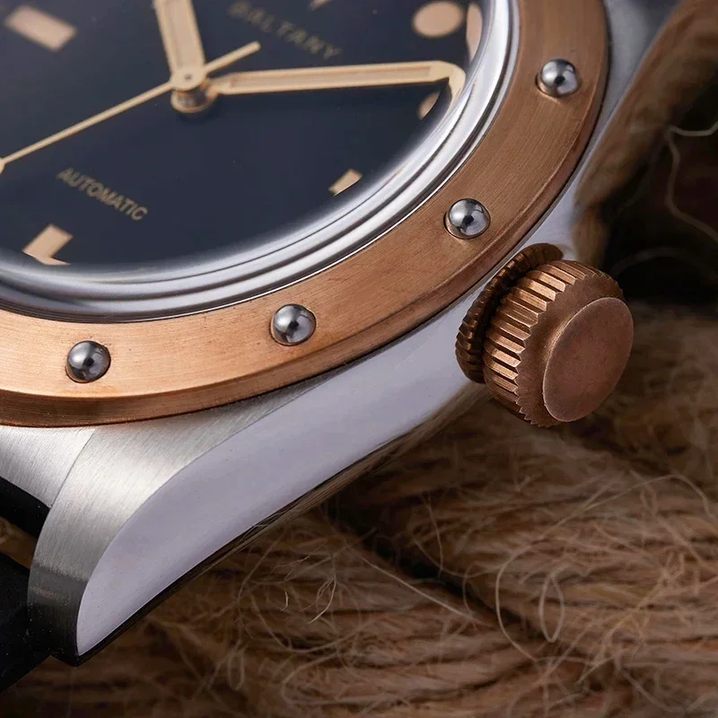 Mechanical Watch Baltany 2025 Sailing Series Nh38 Men's Bronze Case Sapphire Waterproof 20Bar Super Glow Classic Vintage