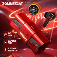 Zombie Cat -45dB ANC Bluetooth Earphone Deep Bass Active Noise Reduction Headphones Sport Bluetooth 5.4 Earbuds with Necklace