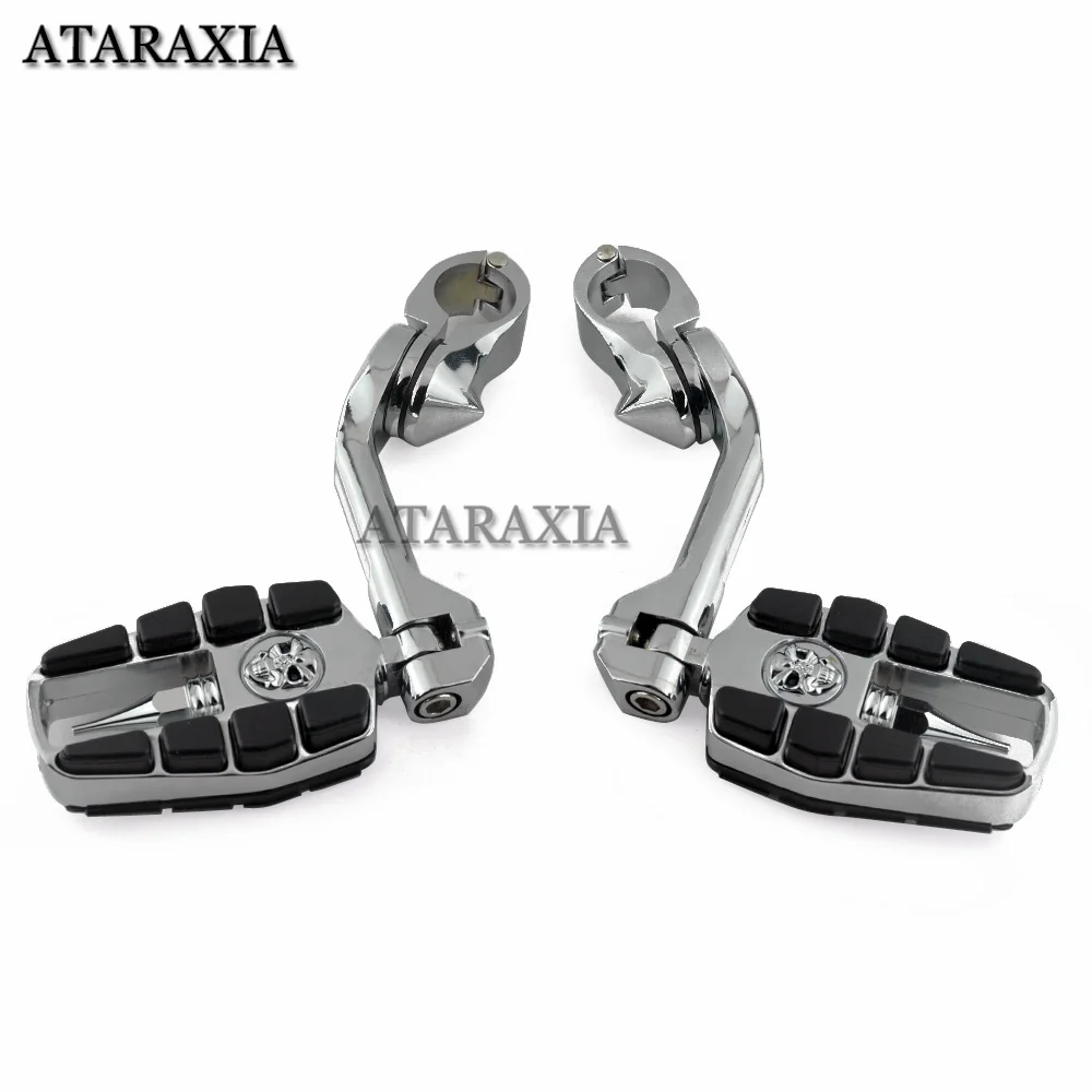 32mm Highway Pegs Adjustable Motorcycle Footpegs Engine Guard Crash Bar Footrest Mount For Harley Sportster XL Dyna Softail