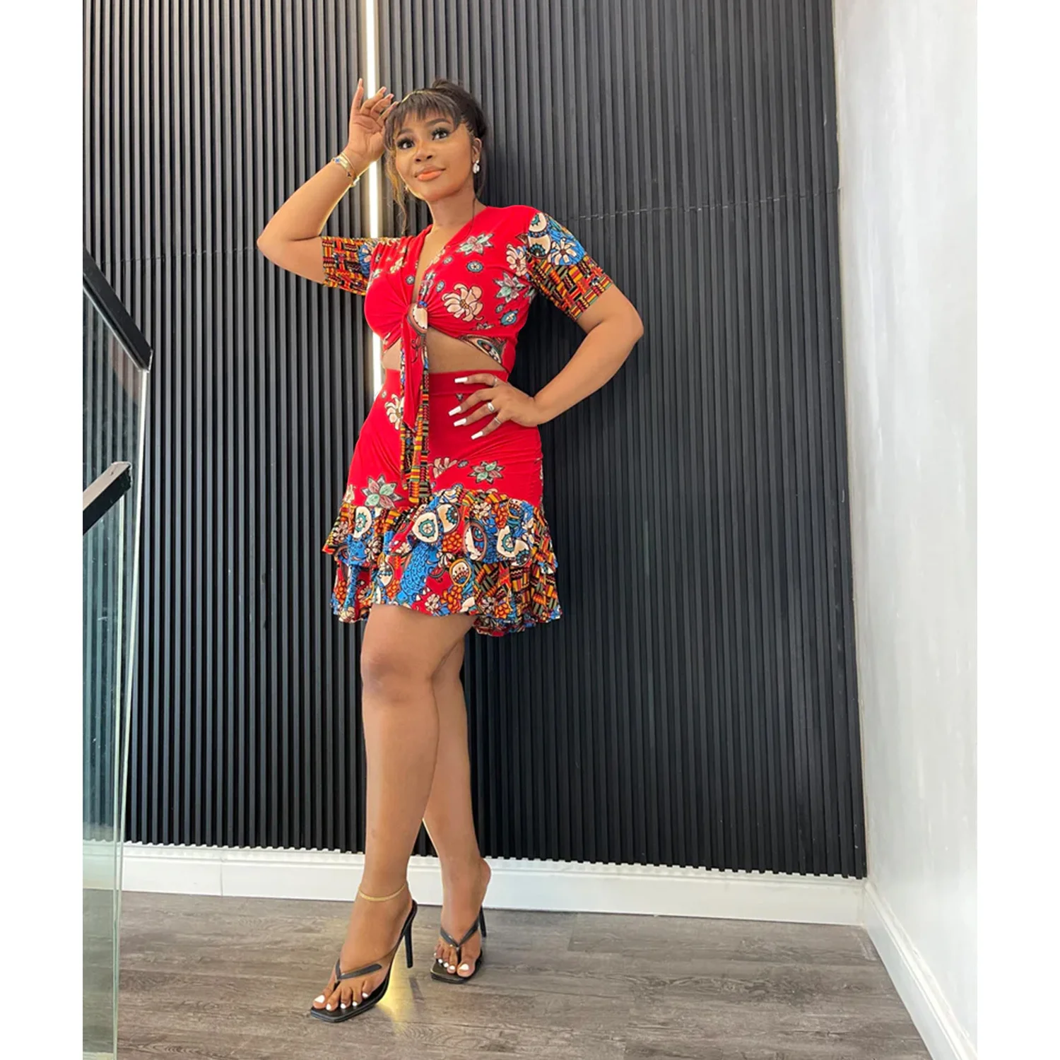 

Zoctuo Women Vintage Floral Shirt Shorts Two Piece Set Fashion Short Sleeve Tie Up Tops Ruffles Shorts Suit 2023 New Chic Outfit