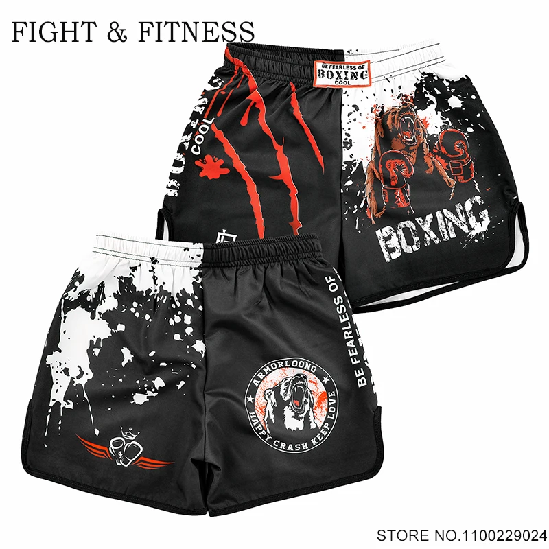 

Боксерские Шорты с животным принтом, дышащие шорты для тренировок в спортзале для мужчин и женщин, одежда для смешанных боевых искусств