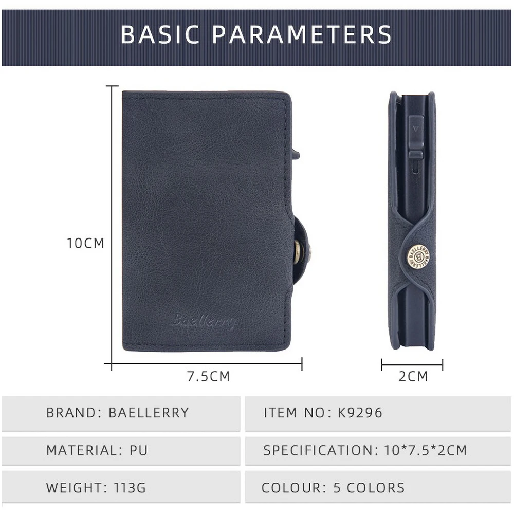 Anti-Scan Slide Eject Credit Card Case - Short RFID Blocking Wallet with Leather Accent