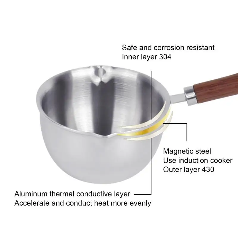 Mini Butter Melting Pot Stainless Steel Frying Pan Household Hot Oil Pan Boiled Eggs Hot Chocolate Milk Pot Household