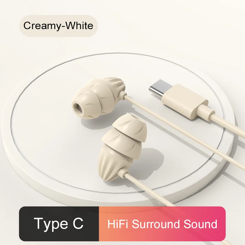HiFi Surround Sound Noise-Reduction Sleep Earbuds with Mic - Soft Wired Headphones