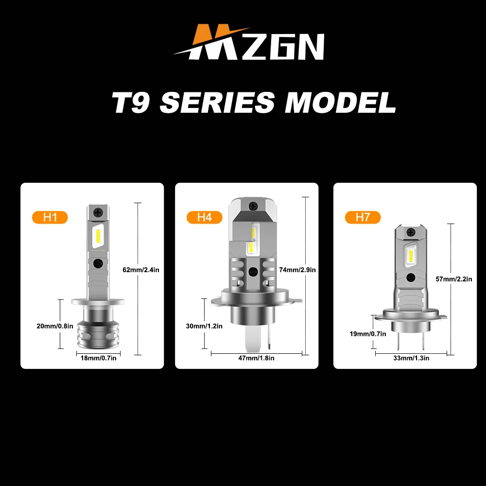 H4 9003 Headlight Bulb Halogen Size Car Led Lamp CSP Led Chips Headlamp 12000lm 6500K White 12V MZGN 2Pcs