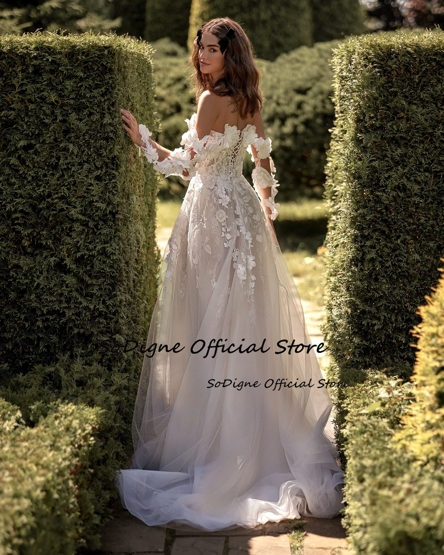 SoDigne A-line Appliques Wedding Dresses Sweetheart Princess Tulle Bridal Dress Long Wedding Gown Robe De Mairee ﻿Customized 4