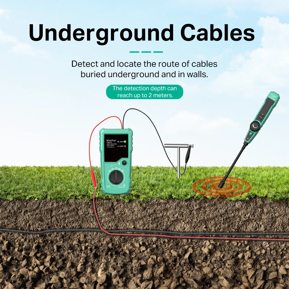 MASTFUYI Professional Underground Cable Detector Network Cable Telephone Concealed Wire Locator Depth 2m Range 3000m