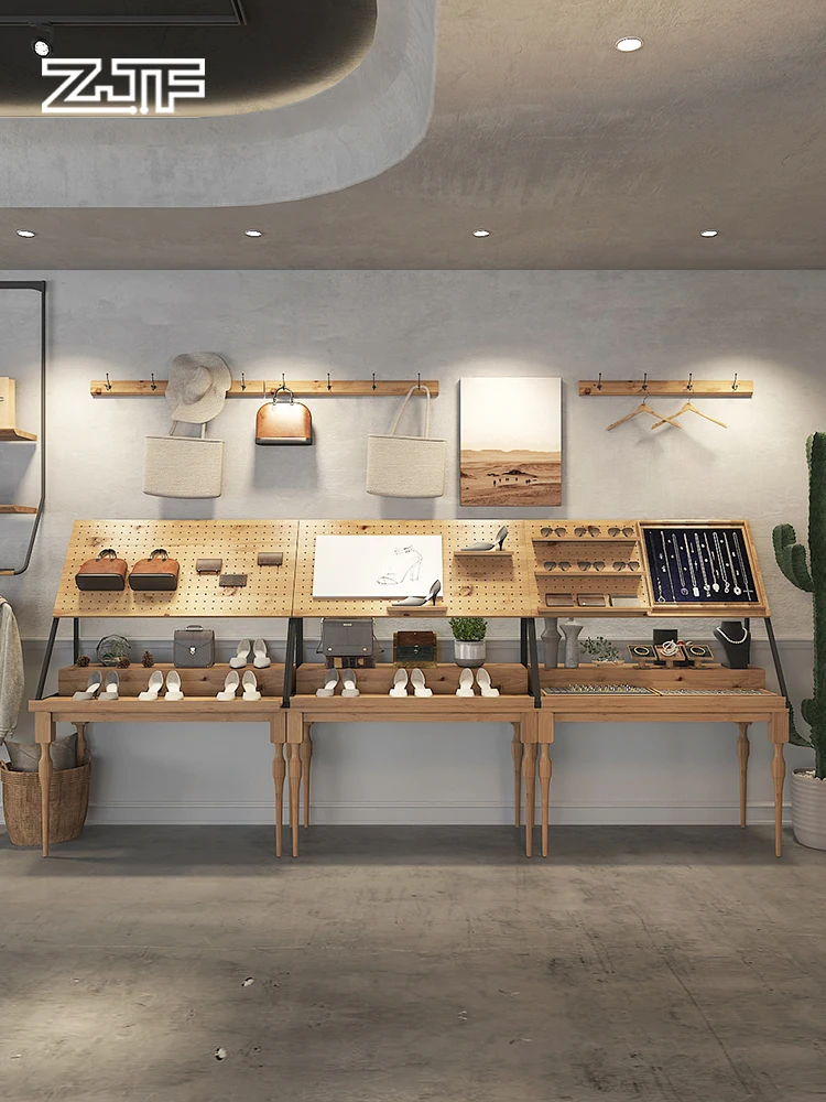 

Clothing store earrings, accessories, wall display stand, wooden perforated board shoe bag display stand