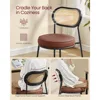 Dining Chairs, Set of 2 Dining Room Chair with Boho PE Rattan Back, Synthetic Leather Upholstered Accent Chairs 4