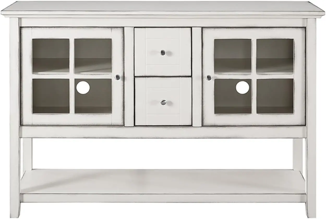 

Walker Edison Charlotte Classic Glass Door Storage Buffet, 52 Inch, Antique White