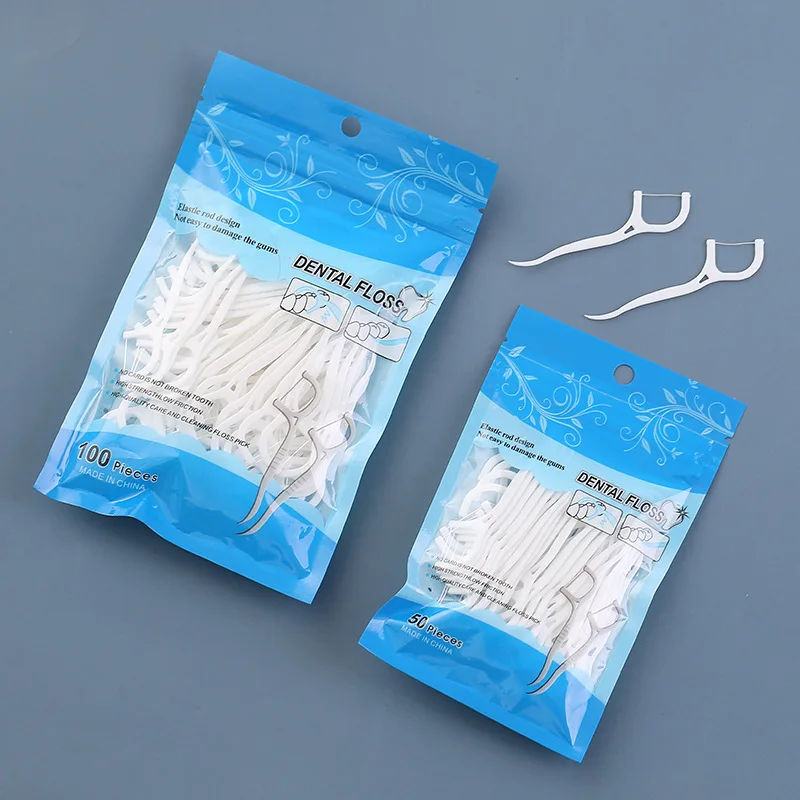 

Sdotter 50/100pcs Dental Floss Flosser Picks Toothpicks Teeth Stick Tooth Cleaning Interdental Brush Dental Floss Pick Oral Hygi