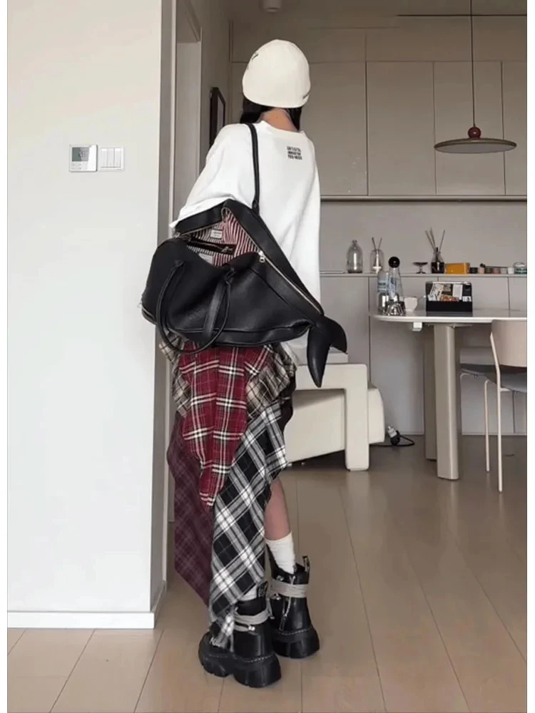 Vintage Fashion High Quality Plaid A-line Skirt Summer Women High Street Sexy Slim Asymmetrical Mini Skirt Coquette Streetwear 5