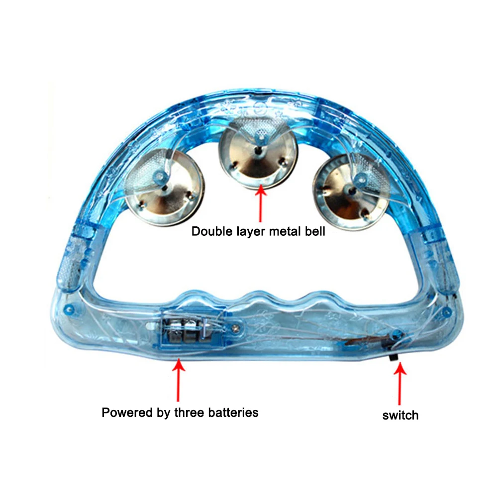 Description Picture 5 of itemHandheld Light up Tambourine Percussion LED Noisemakers Flashing Rattle Bell