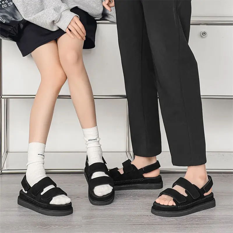 2024 Men Cowhide Non-Stuffy Feet Fashion Sandals Summer New Couple Thick Bottom Increased Super Soft Outdoor Slippers Women 4