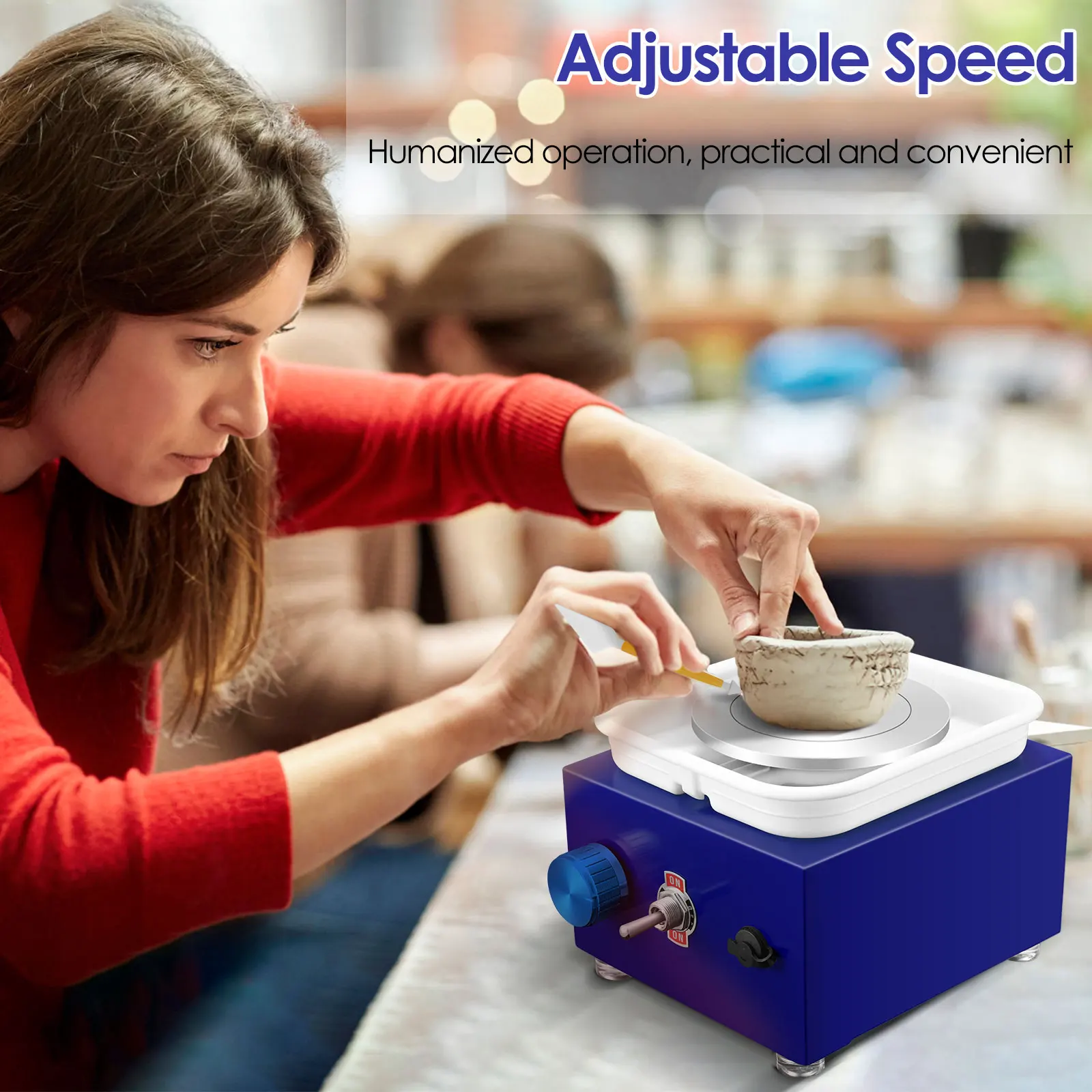 Pottery Wheel Ceramic Tools Ceramic Wheel Easy Operation Pottery Wheel Home Square Mini Water Basin Miniature Child Teach Pottery Drawing Clay Machine