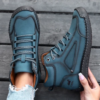 المرأة عارية الأحذية عالية أعلى الرجعية المضادة للانزلاق أحذية عمل اليدوية الجلود حذاء بدون كعب لينة سوليد الراحة المرأة أحذية مشي 2