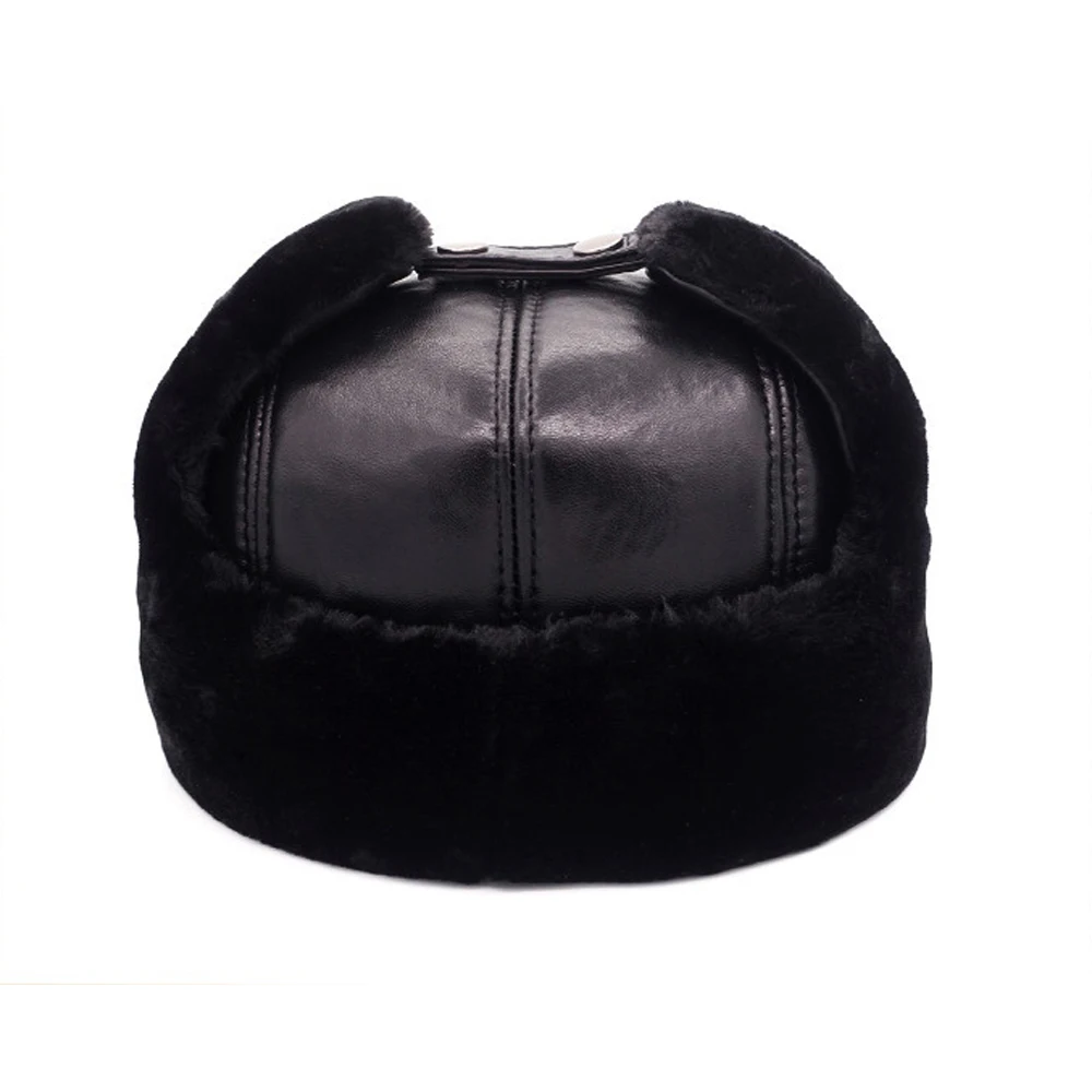 2025 New Hot Russia Adult Caps Men 100% Natural Real Sheepskin Leather Bomber Hats Male Casual Winter Warm Sheepskin Leather Cap 2