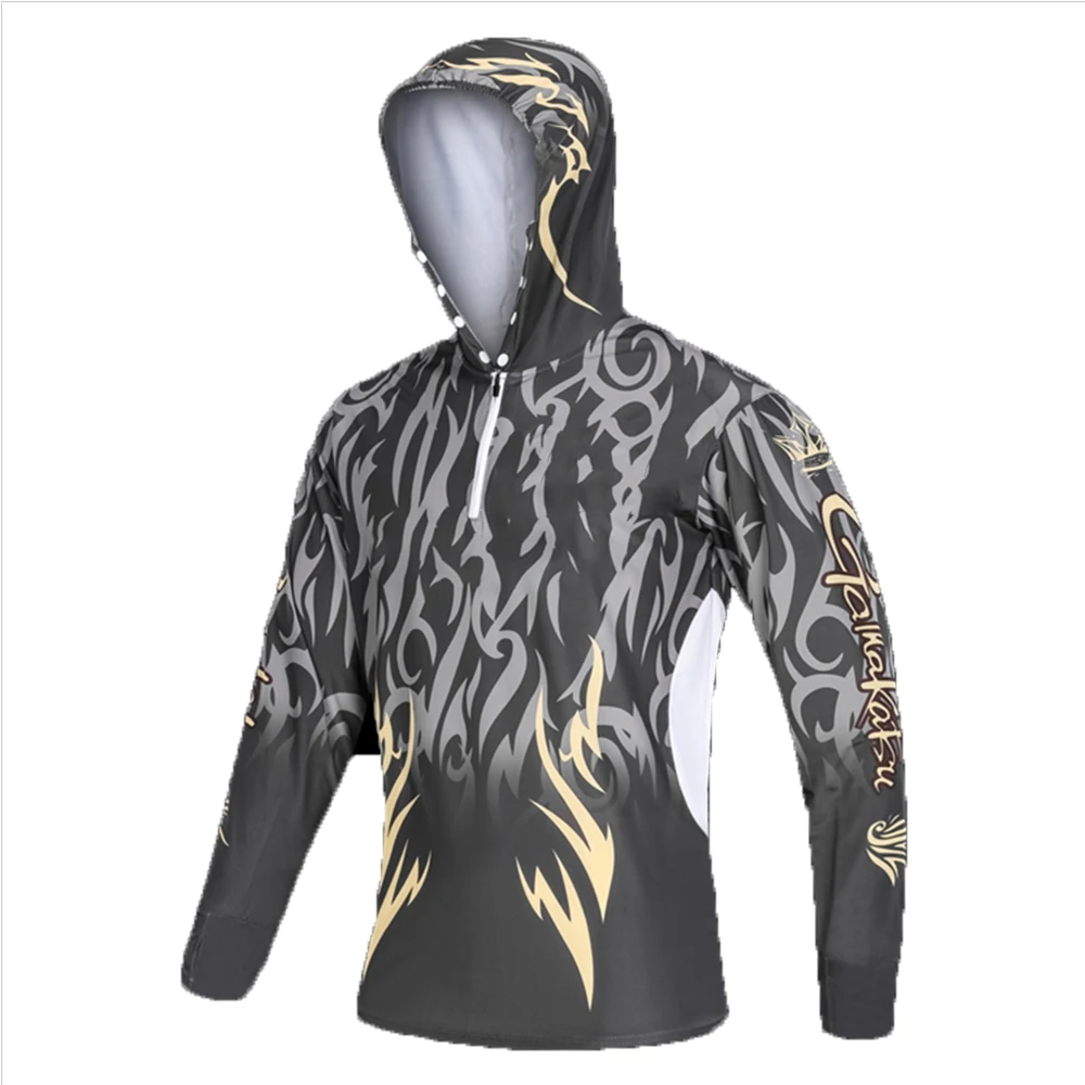 Fishing Hooded Quick Drying Sun Protection Fishing Shirts Clothing  Anti-UV Lightweight Fishing Jerseys Hoodies For Men