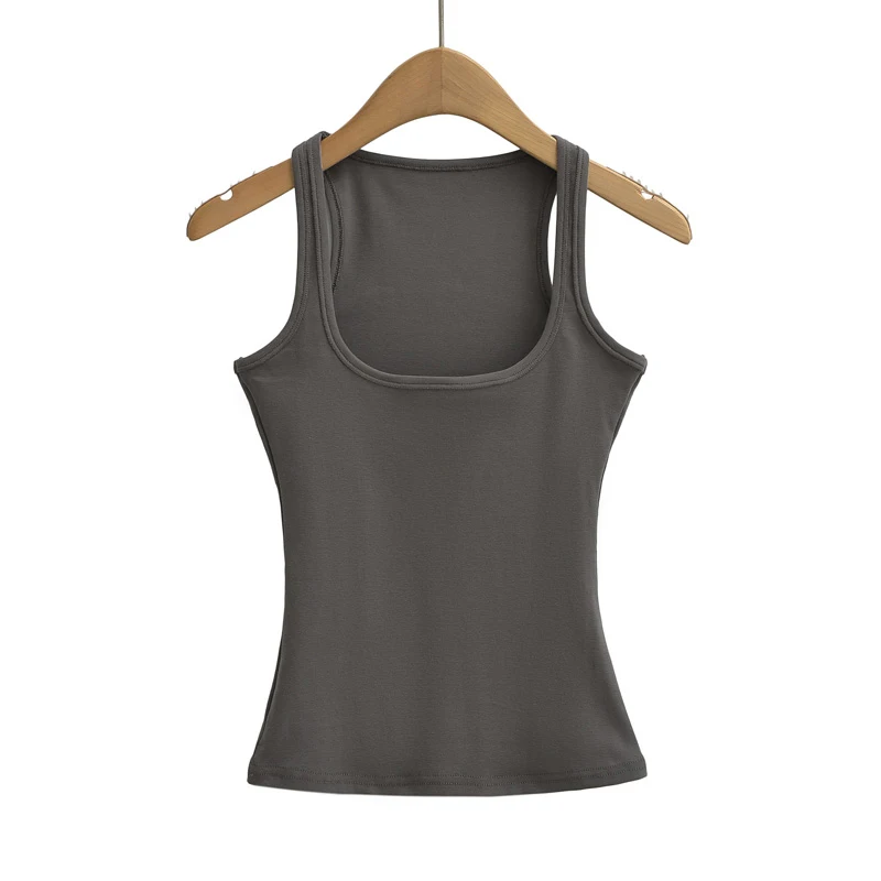 Summer U-neck Sculpted Square Neck Tank Top for Women New 2025 Fashionable Sleeveless Top 5