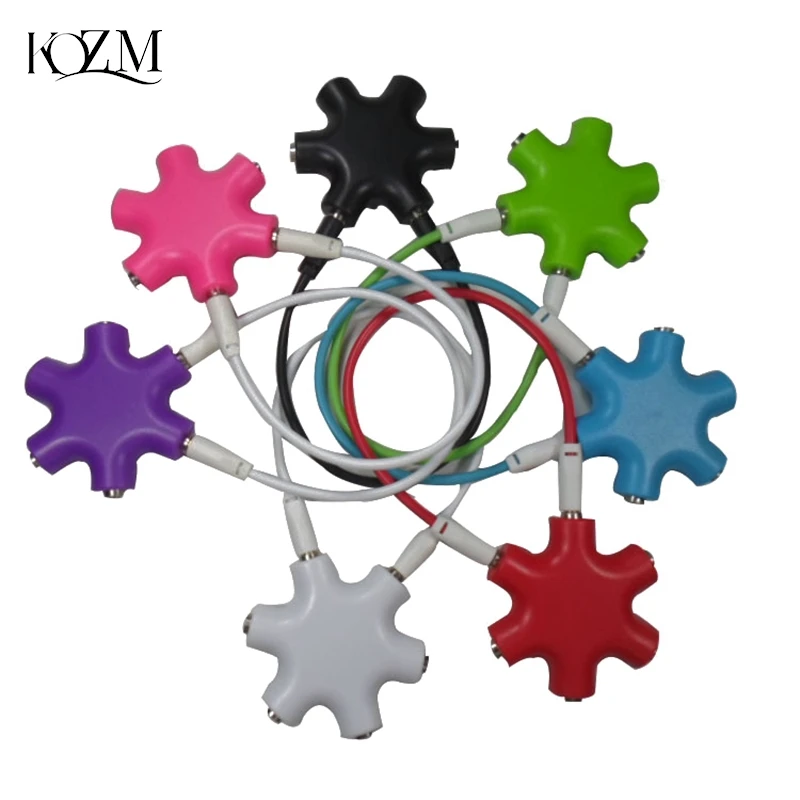 6 Porte Cuffie Aux Splitter 6 In 1 Accessori Intelligenti Audio Aux Cable Splitter 3.5Mm 1 Maschio A 5 Femmina Jack Share Adapter