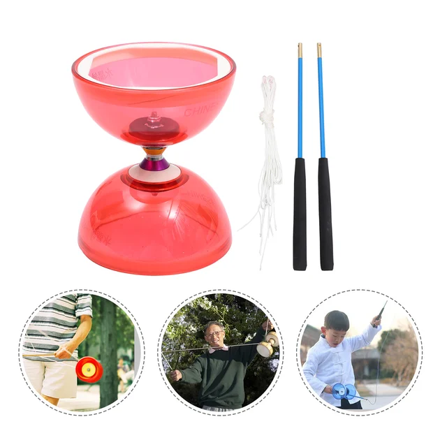 1 Set Chinese Yo-yo Juggling Crystal Diabolo Plaything with Diablo Sticks and String 2