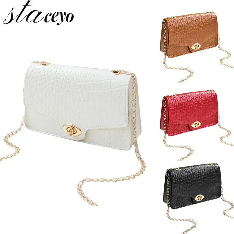 

Women Chain Flap Bags Handbags Luxury Designer Brand Pu Leather Crossbody Bag White Shoulder Messenger Bag
