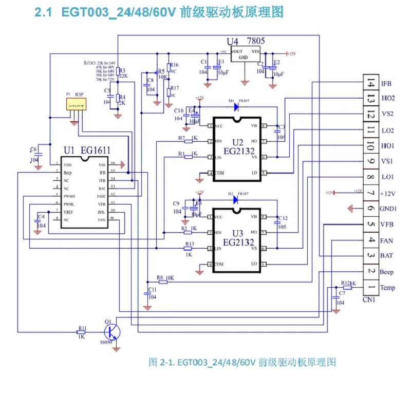EGT003 (EG1611+EG2132) Full-Bridge Inverter Front Stage Drive Panel 24V/48V/60V