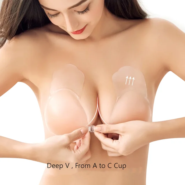 Women's Adhesive Bra. Strapless Self Adhesive Invisible Push Up Bra Reusable