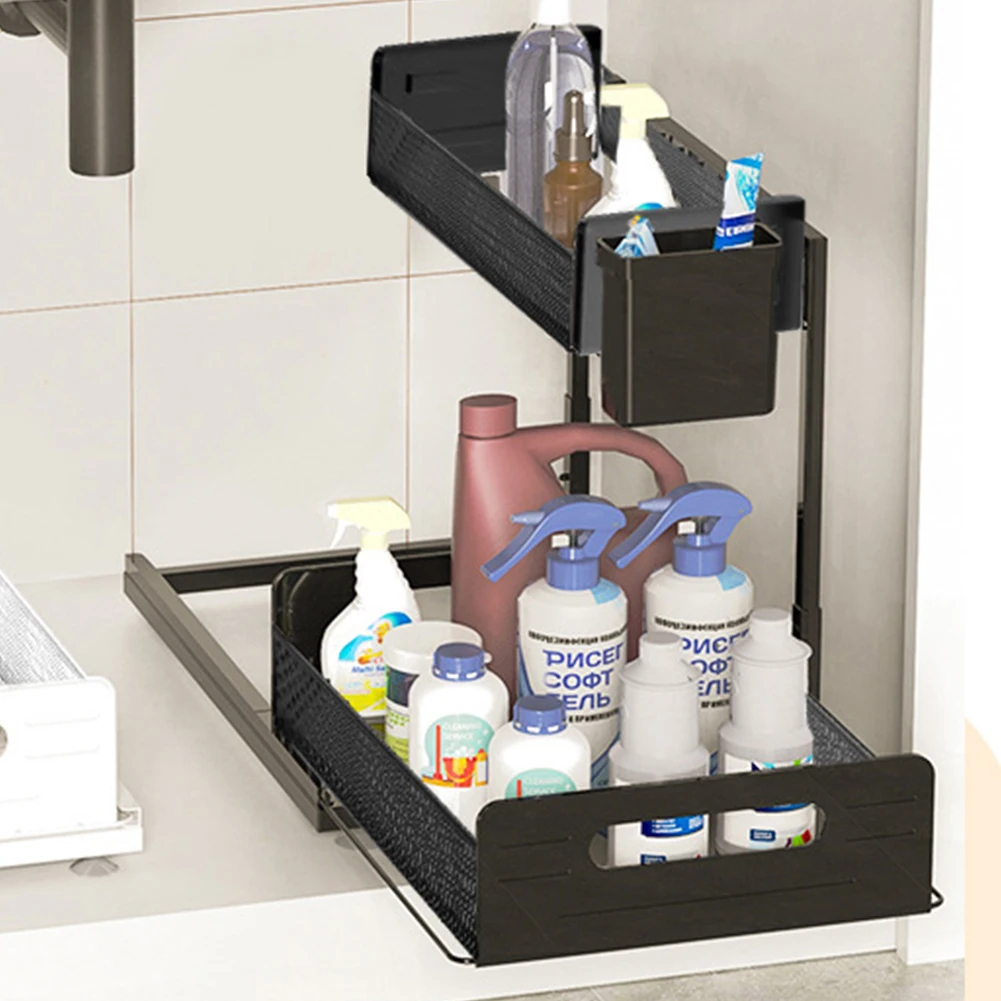 2 Pack Adjustable Heightunder Sink Organizers And Storage, 2tier