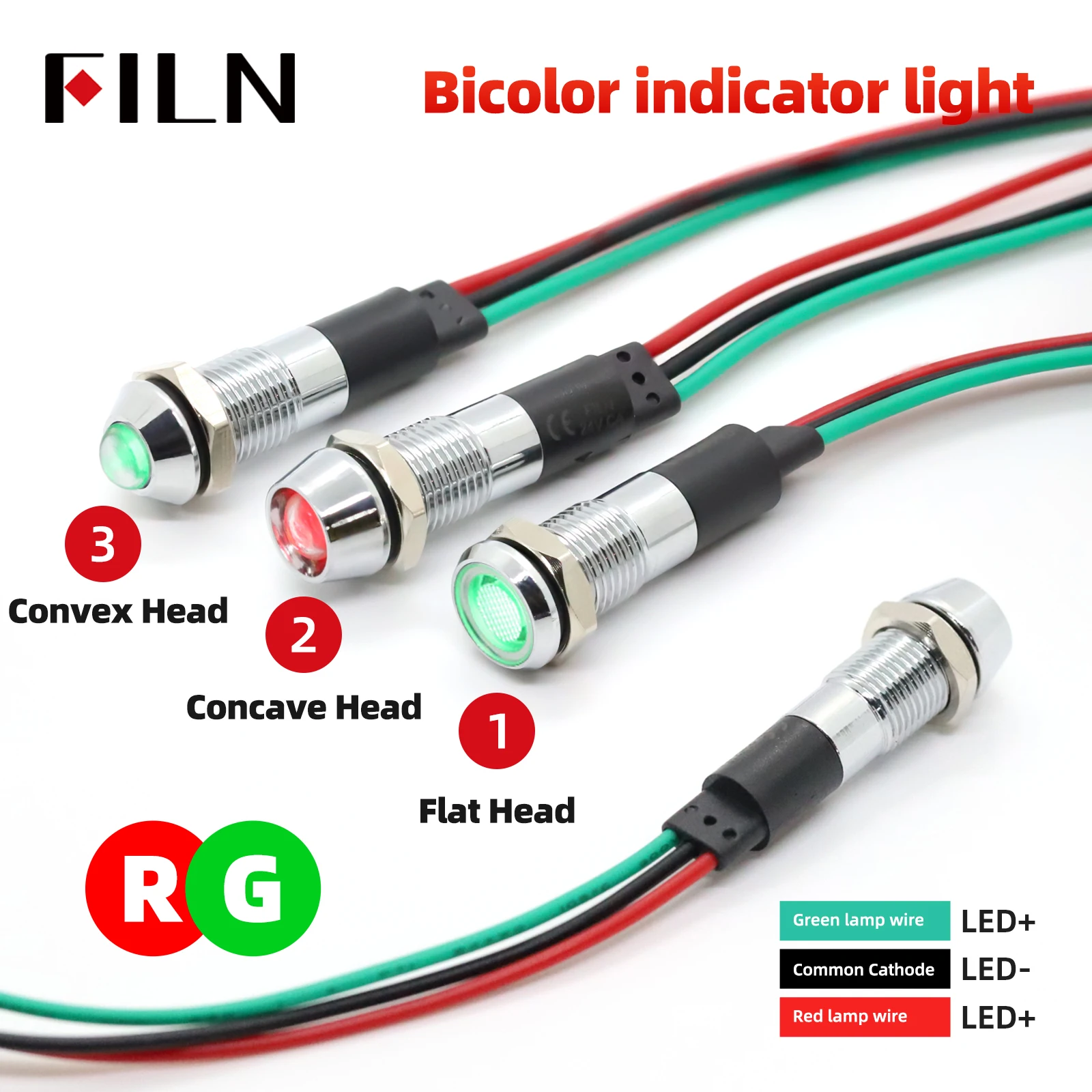 รูปสินค้า ไฟแสดงสถานะ LED ขนาด 8 มม. หลายสี สำหรับระบบไฟฟ้า