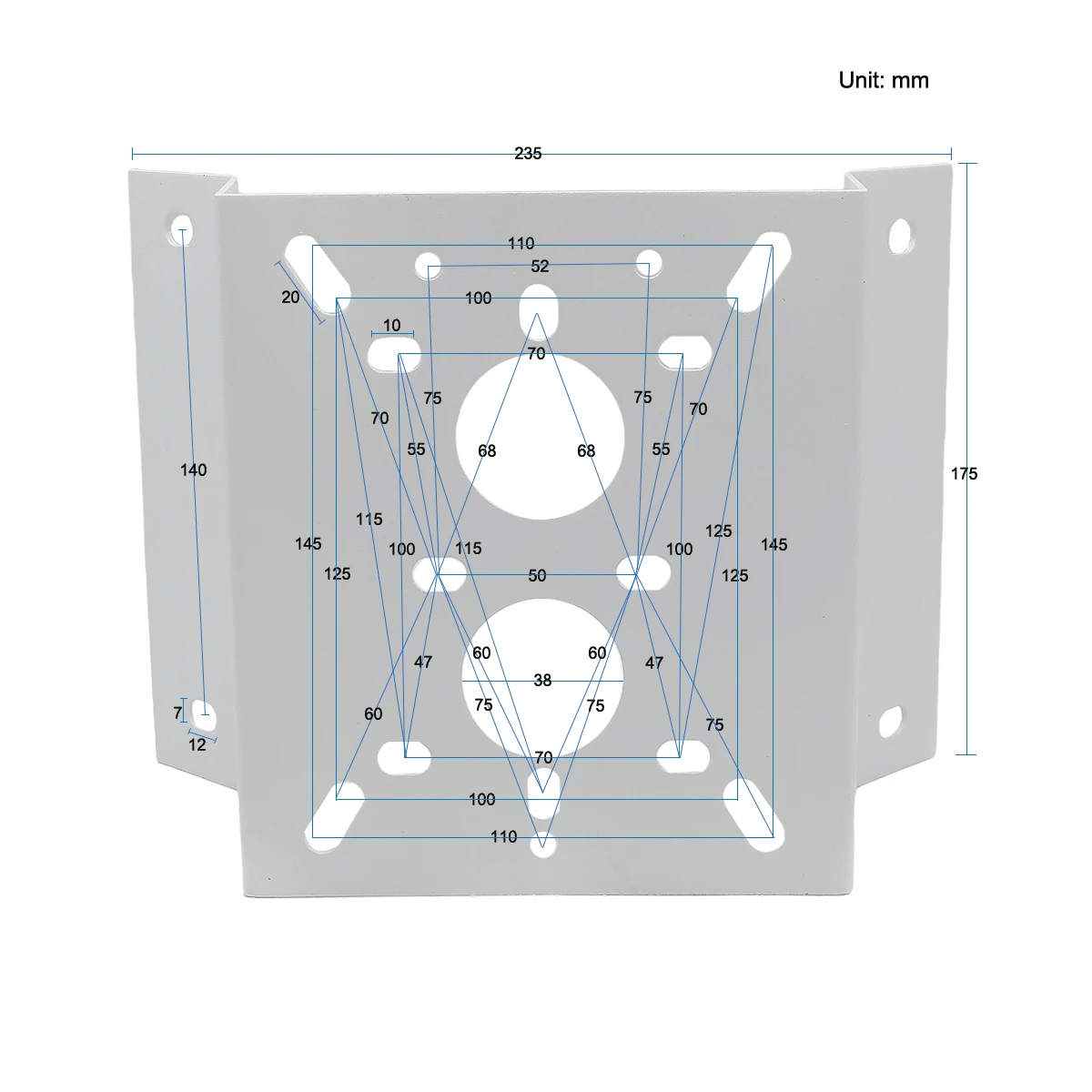 Larger Size Dome PTZ Camera Corner Mount Outdoor External Wall Mounting Bracket 90 Degree Vertical Right Angle Metal Fix Plate