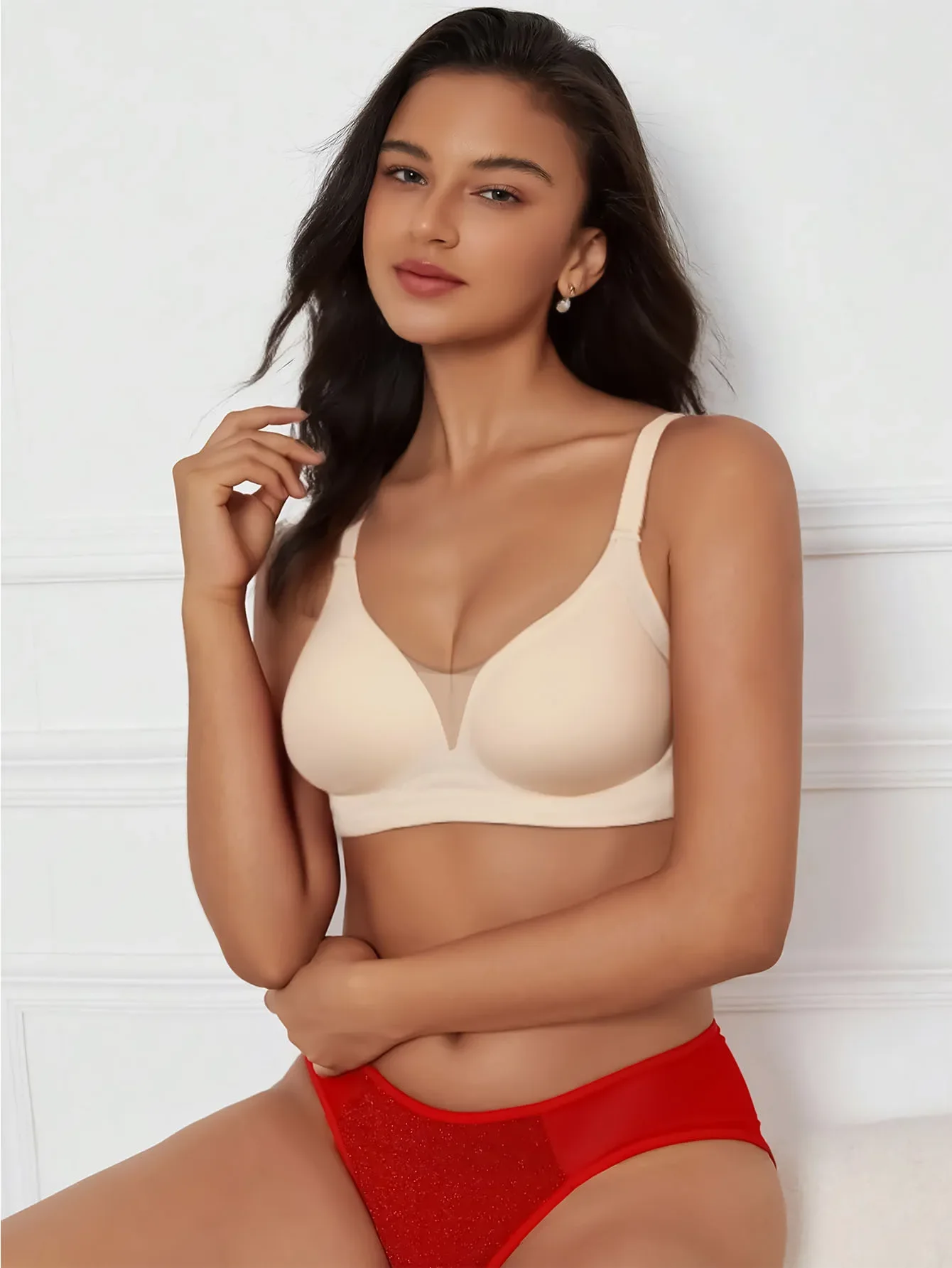 S-XL Plus Size Seamless Beauty Back One-Piece Women Bra with Rear Hook Wireless Push-Up Bras