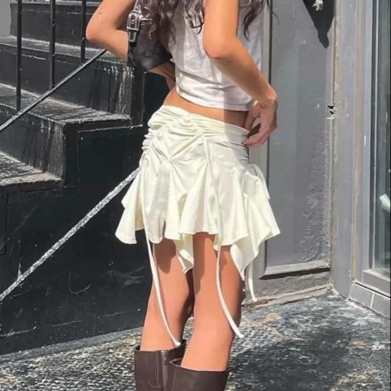 

Мини-юбка женская плиссированная с рюшами и заниженной талией, Y2K