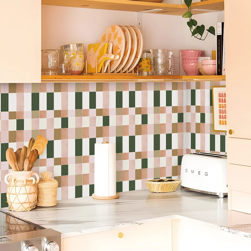 10pcs Thick Textured Peel and Stick Kitchen Backsplash Sticker Self Adhesive Wall Tile Decal for Home Tiles Decor Geometric Wall Stickers