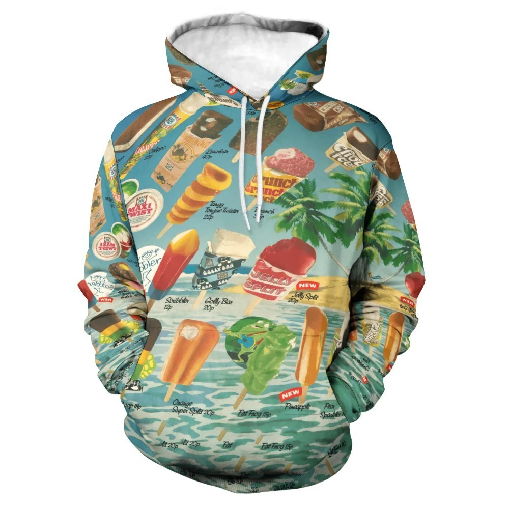thumbnail image 1 of Sudadera con capucha Harajuku para hombre, estampado de helado en 3D, sudaderas casuales, sudaderas con capucha de gran tamaño y divertidas para primavera y otoño, jerséis de calle, 1 of 5