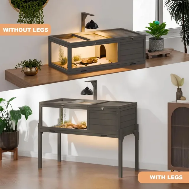 Lizard Habitat Tortoise House Rolling Tortoise Enclosure with Light Stand Reptile Enclosure Small Animal Cage with Stand Legs 4
