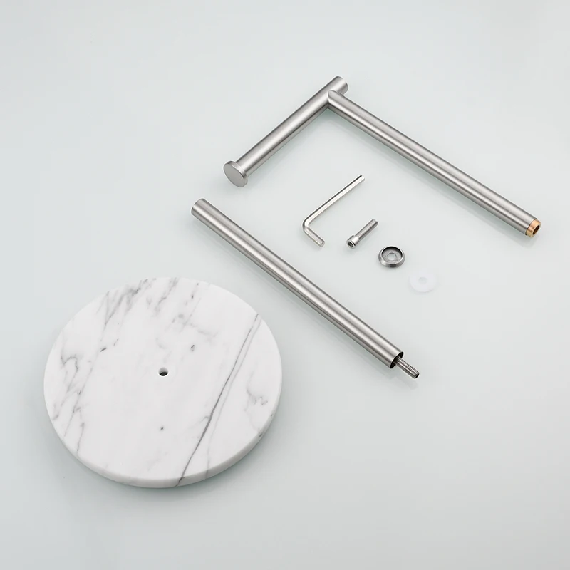 Ciencia SUS 304 Stainless Steel Toilet Paper Holder with Marble Base Bathroom Roll Paper Holder Floor Stand for Living Room