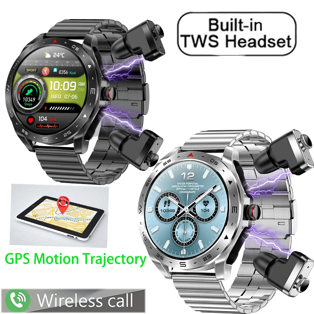 2024 TWS 2-in-1 Bluetooth Earphones Men Smart Watch Bluetooth Call GPS Motion Trajectory HIFI 9D Sound Quality Women Smartwatch 1