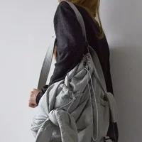 Women Bag Nylon High-Capacity Fashion Casual Backpack Bow Drawstring Shoulder Bag Handbag All-match - Image 2