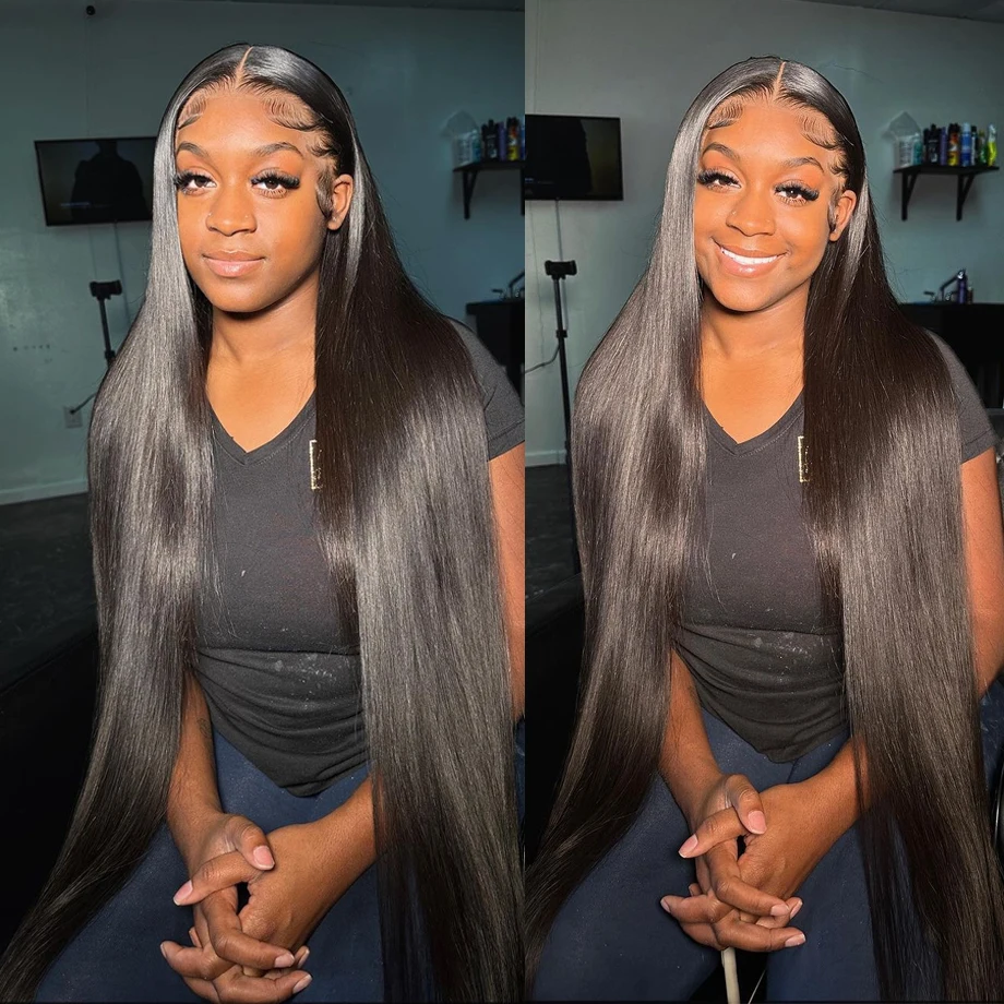 200 Density 13x6 HD Bone Straight Lace Front Wigs Human Hair Brazilian 30 40Inch 13x4 360 Lace Frontal Human Hair Wigs For Women