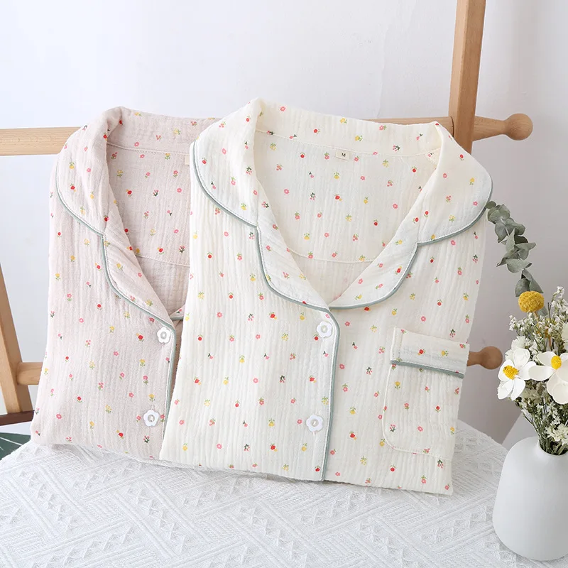 

Комплект детской одежды из 2024 хлопка креп-клубника и вишни удобная свободная одежда для отдыха брюки с длинным рукавом Пижама женская 2 предмета