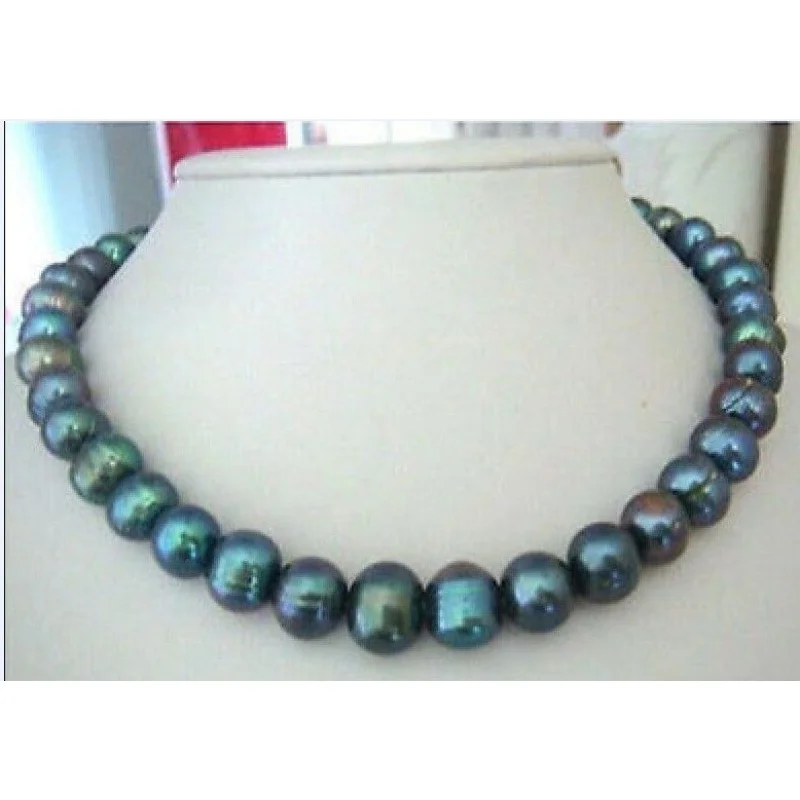 

11-12mm tahitian peaco green pearl nelace 18inch